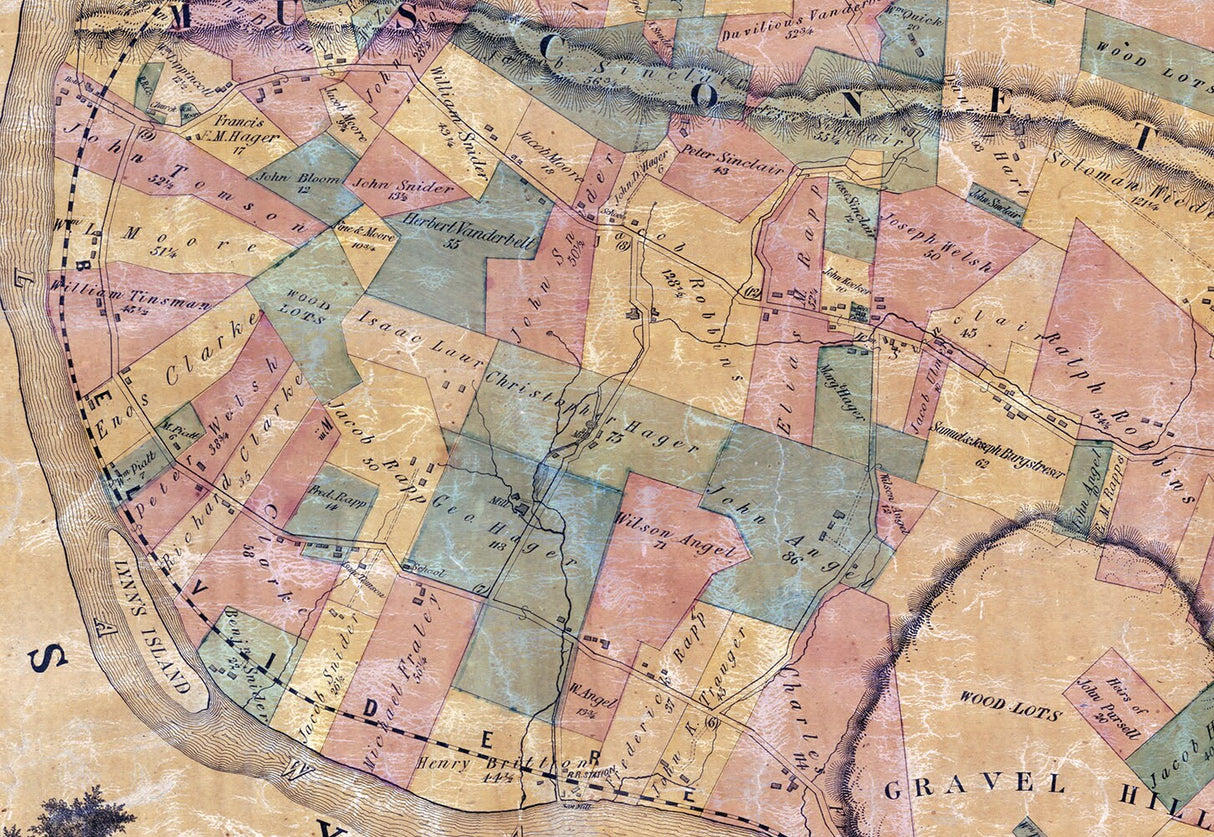 1860 Farm Line Map of Alexandria Township Hunterdon County New Jersey