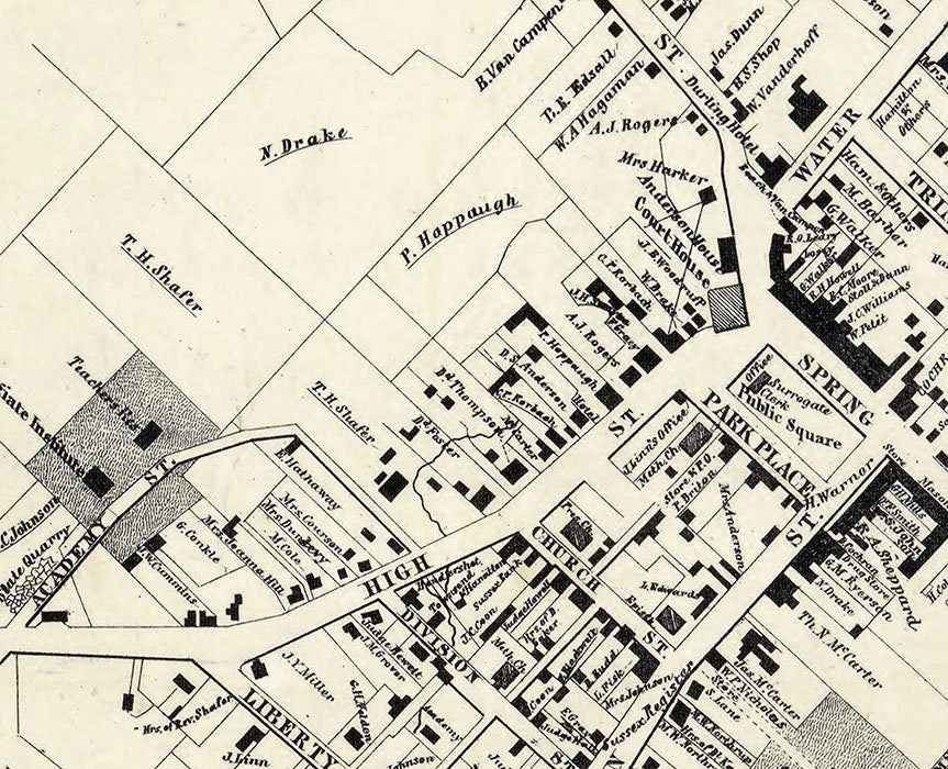 1860 Map of Newton Sussex County New Jersey