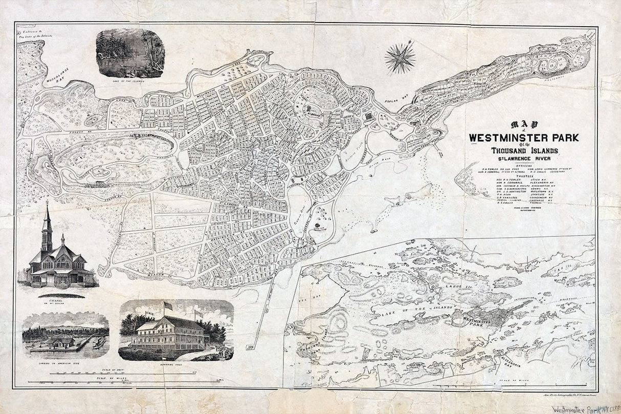 1880 Map of Westminster Park Thousand Island St Lawrence River