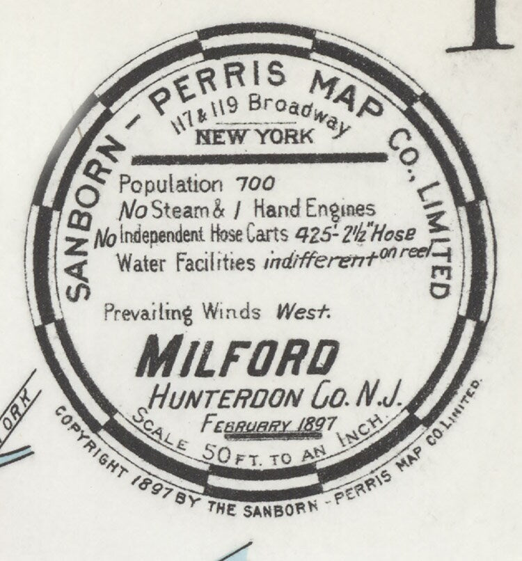 1897 Town Map of Milford Hunterdon County New Jersey