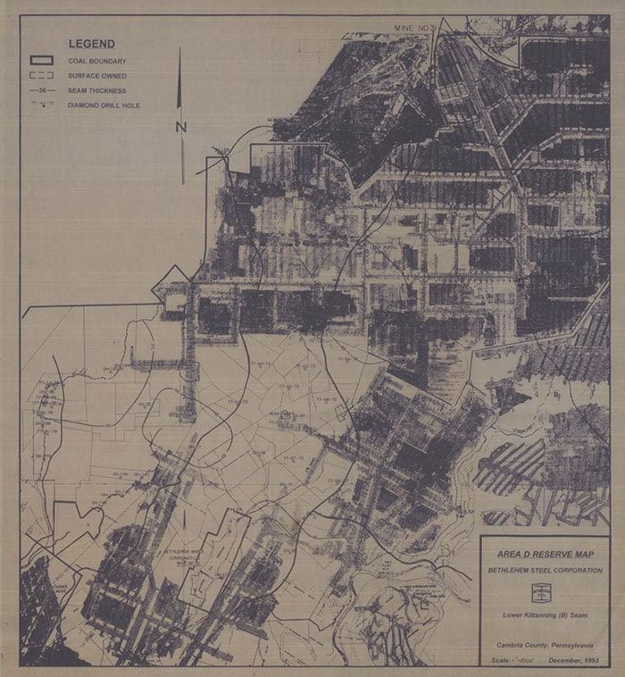 1993 Coal Mine Map of Bethlehem Steel Corporation Johnstown Cambria County Pa