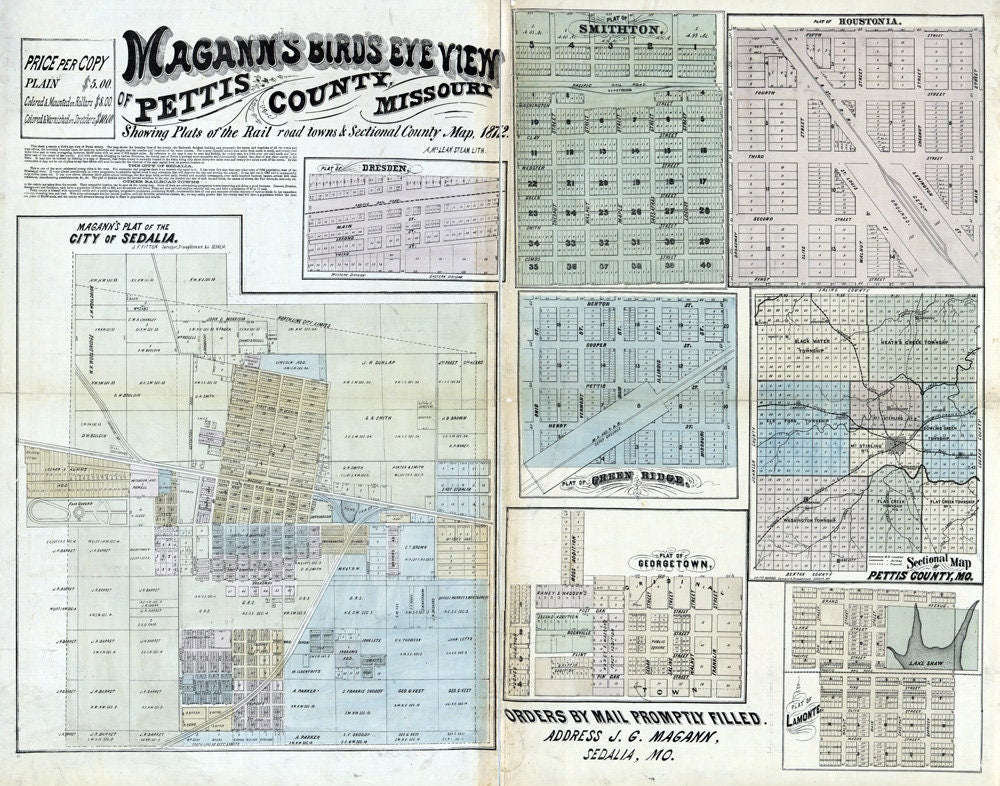 1872 Map of Pettis County Missouri