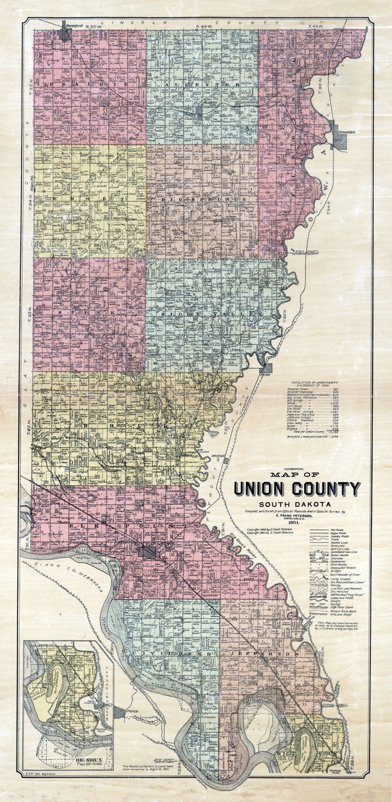 1892 Map of Union County South Dakota