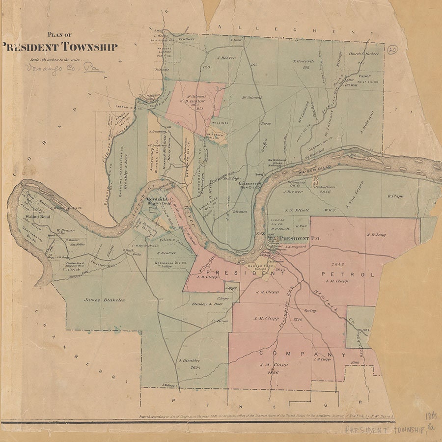 1865 Map of President Township Venango County Pennsylvania