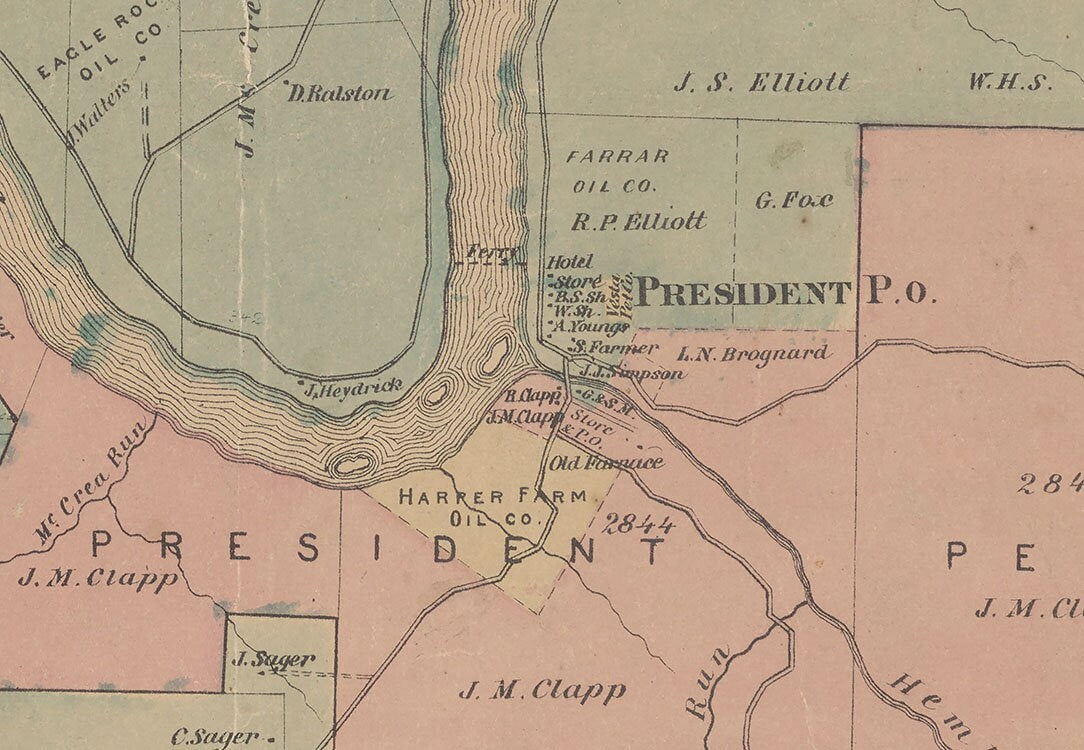 1865 Map of President Township Venango County Pennsylvania
