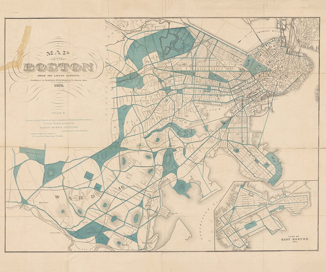 1872 Map of Boston Massachusetts