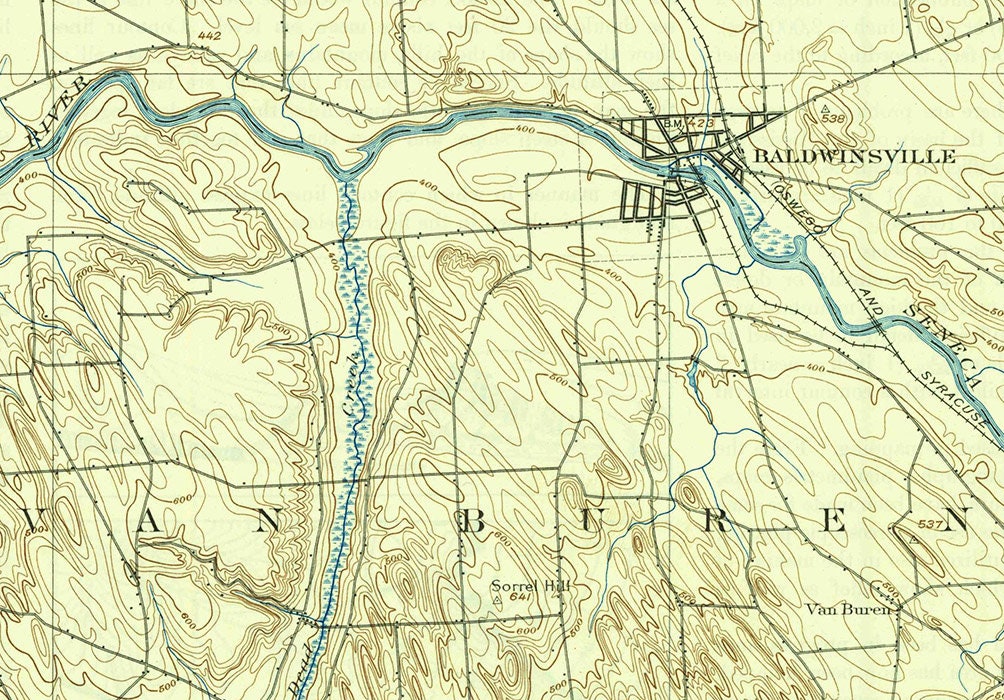 1900 Topo Map of Baldwinsville New York Quadrangle