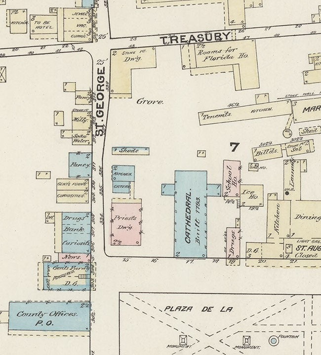 1884 Town Map of Saint Augustine Saint Johns County Florida