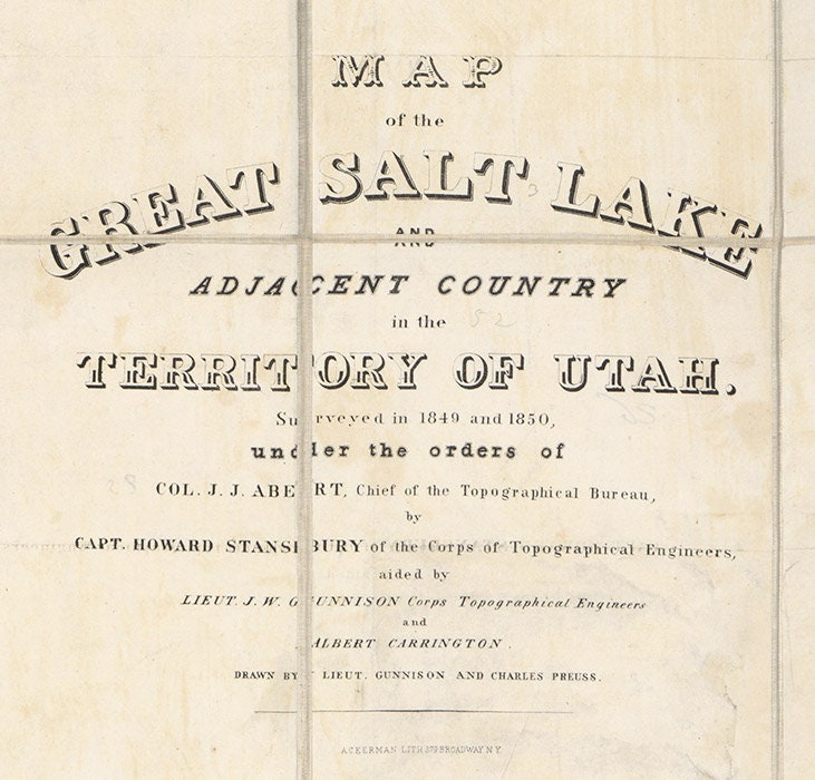1852 Map of the Great Salt Lake Utah