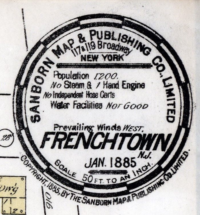 1885 Town Map of Frenchtown Hunterdon County New Jersey