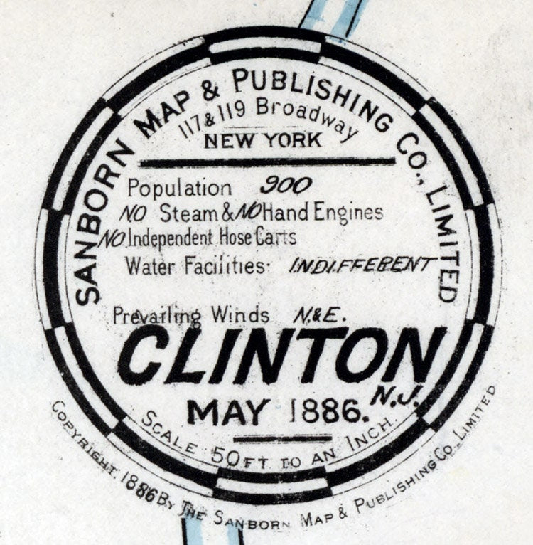 1886 Town Map of Clinton Hunterdon County New Jersey