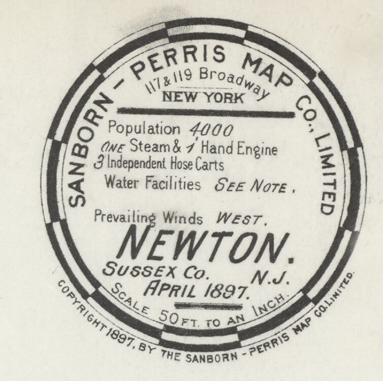 1897 Town Map of Newton Sussex County New Jersey
