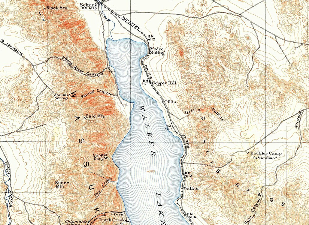 1909 Topo Map of Hawthorne Nevada Walker Lake