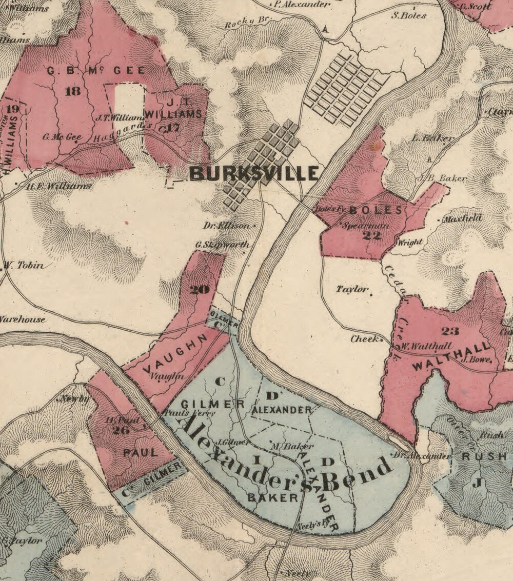 1870 Map of the Cumberland Valley Oil Region Burksville Kentucky