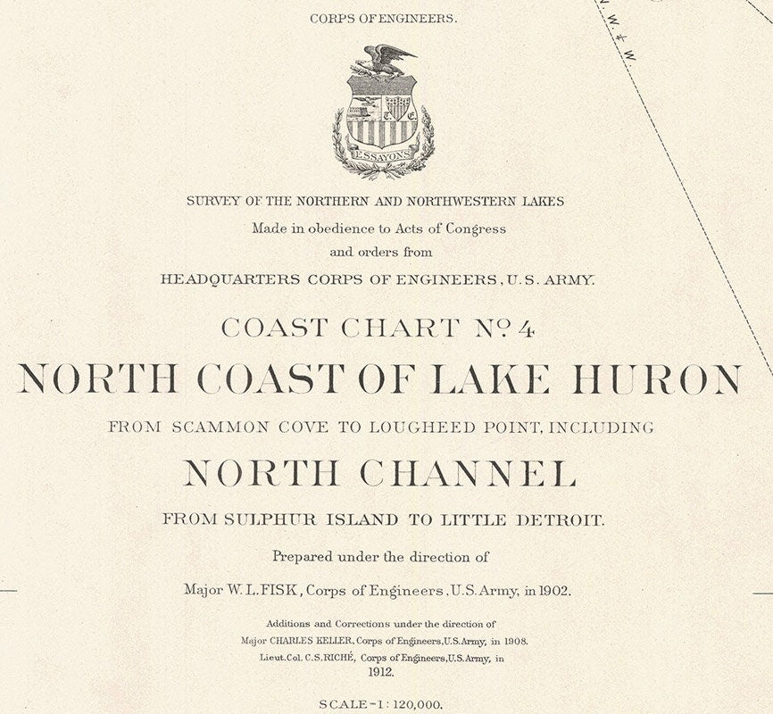 1912 Nautical Map of North Coast of Lake Huron North Channel