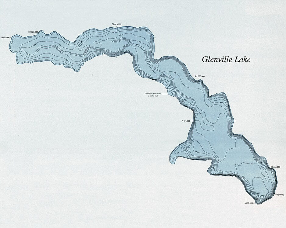 1996 Map of Glenville Lake Cumberland County North Carolina