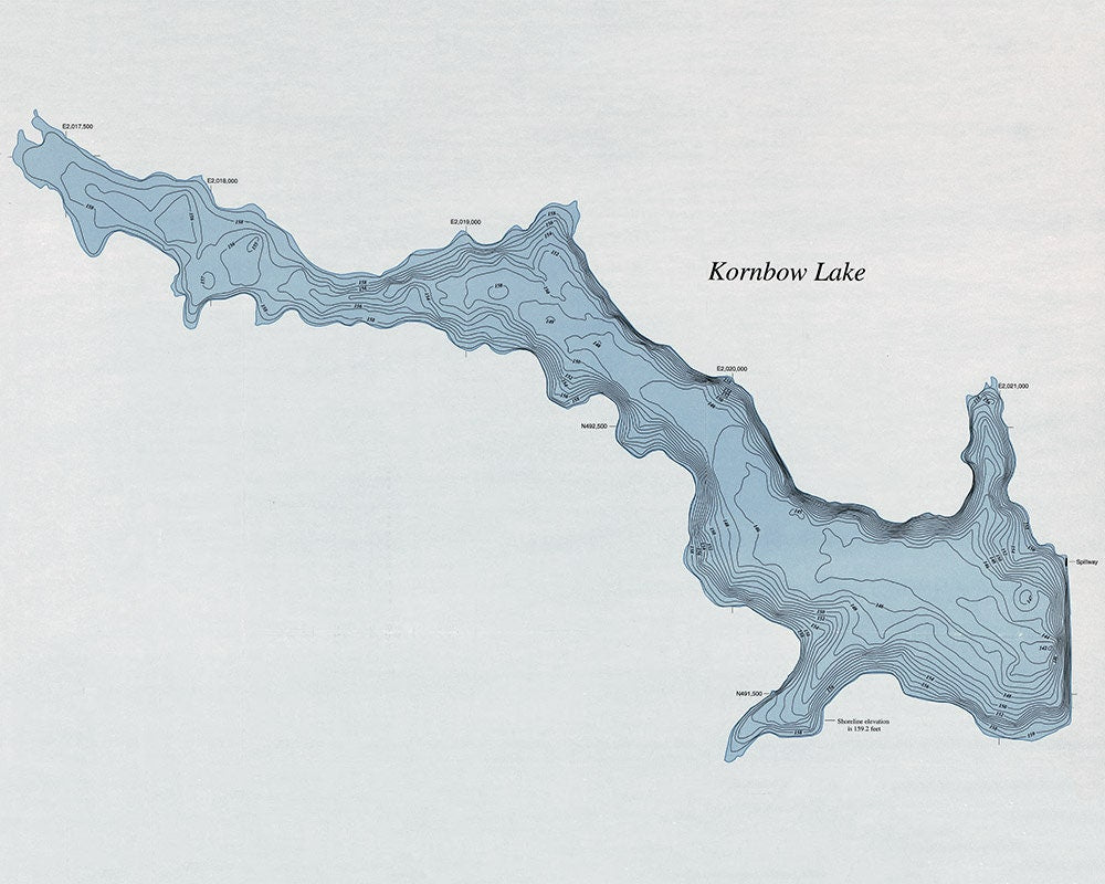 1996 Map of Kornbow Lake Cumberland County North Carolina