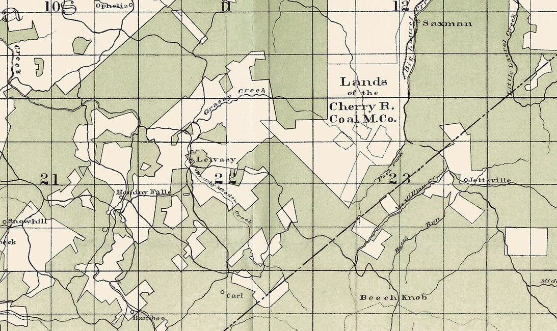 Early 1900s Map of Gauley Coal Land Company Mining Timber West Virginia Fayette Nicholas Greenbrier County