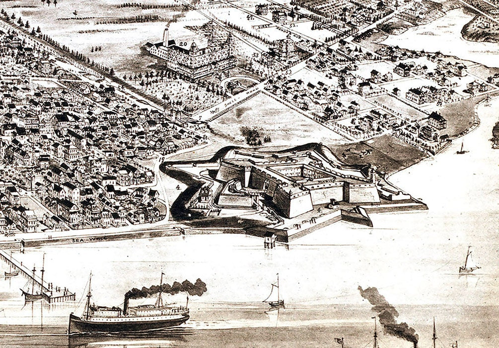 1885 Framed Panoramic Map of Saint Augustine Florida
