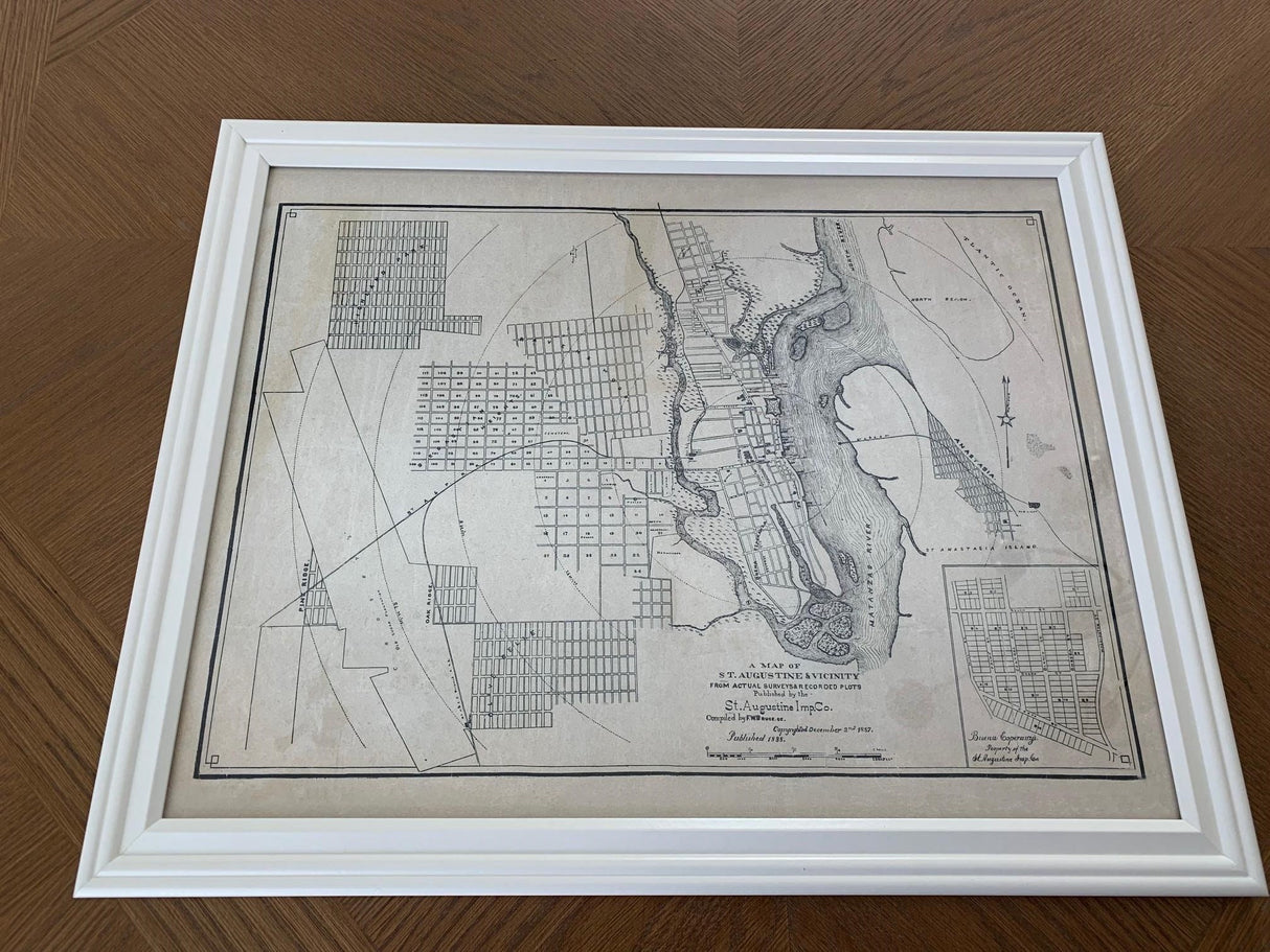 1888 Map of Saint Augustine Florida Framed