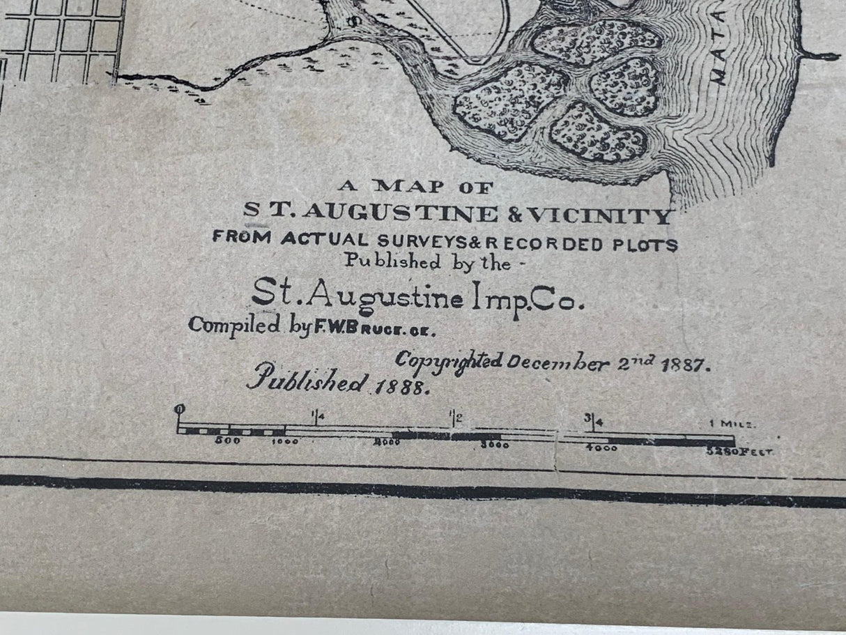 1888 Map of Saint Augustine Florida Framed