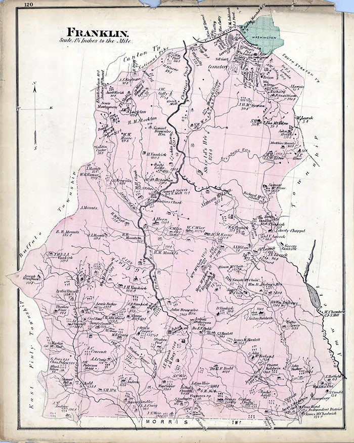 1876 Map of Franklin Township Washington County Pennsylvania