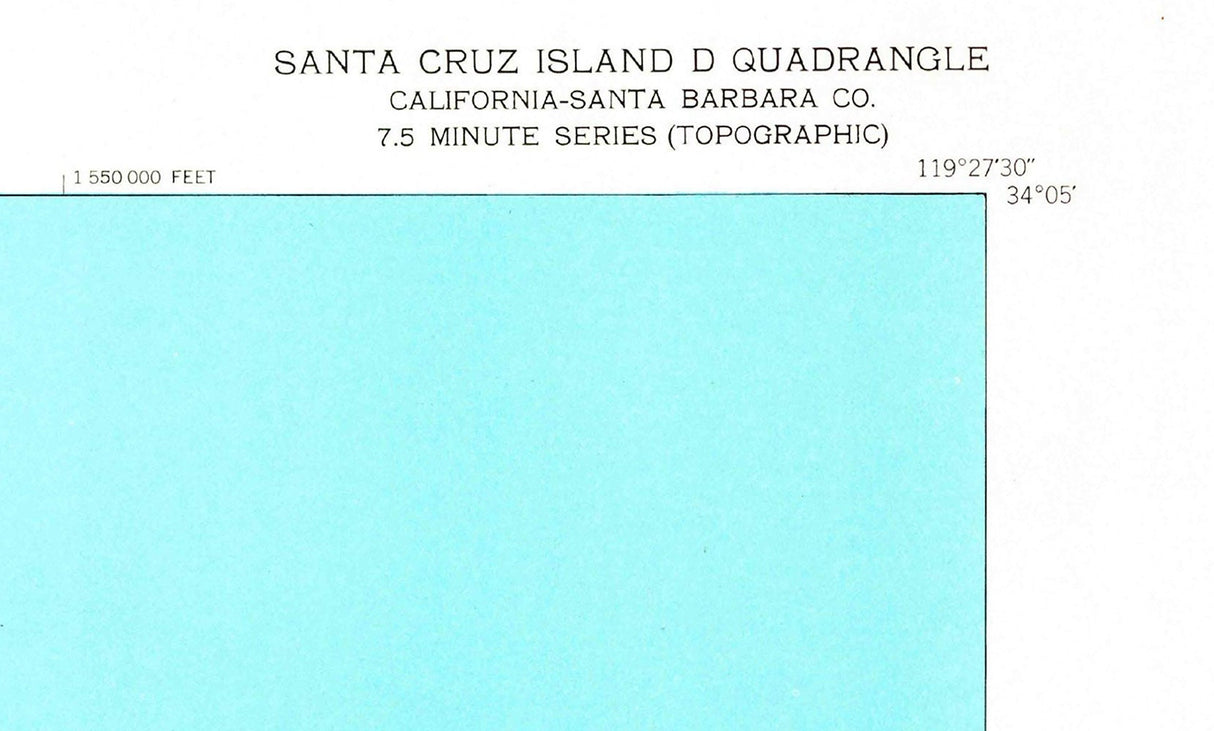 1943 Topo Map of Santa Cruz Island California Central Valley D Map