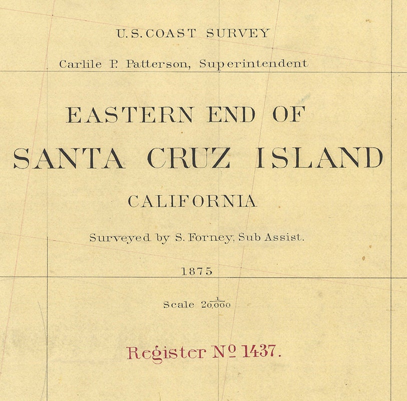 1875 Nautical Chart of Santa Cruz Island California Eastern Part