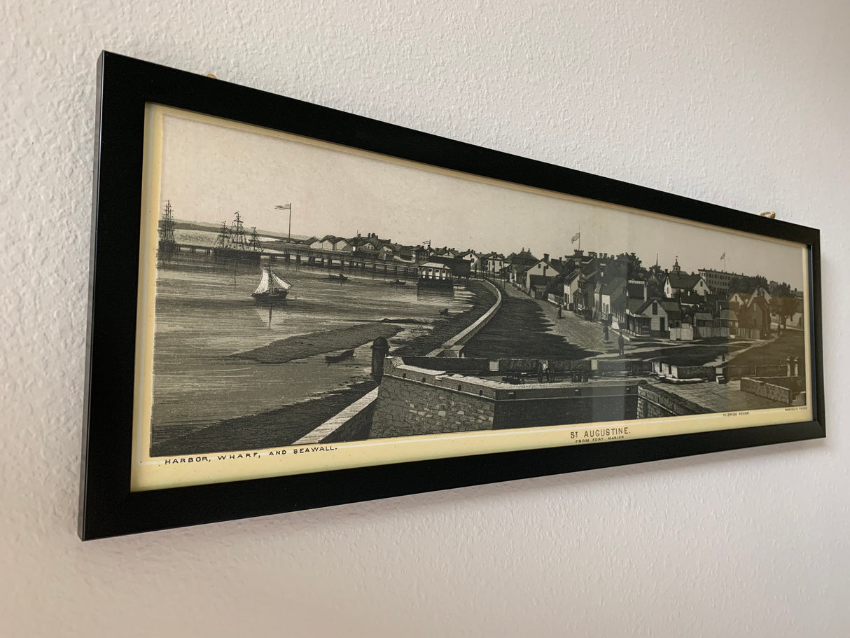 1890s Panoramic Photo of Saint Augustine FL From Fort Marion Framed