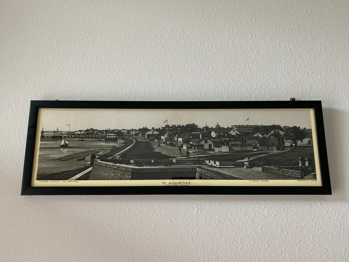 1890s Panoramic Photo of Saint Augustine FL From Fort Marion Framed