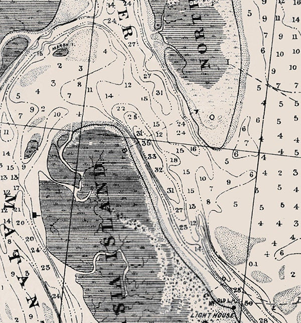 1887 Map of Saint Augustine Harbor Florida