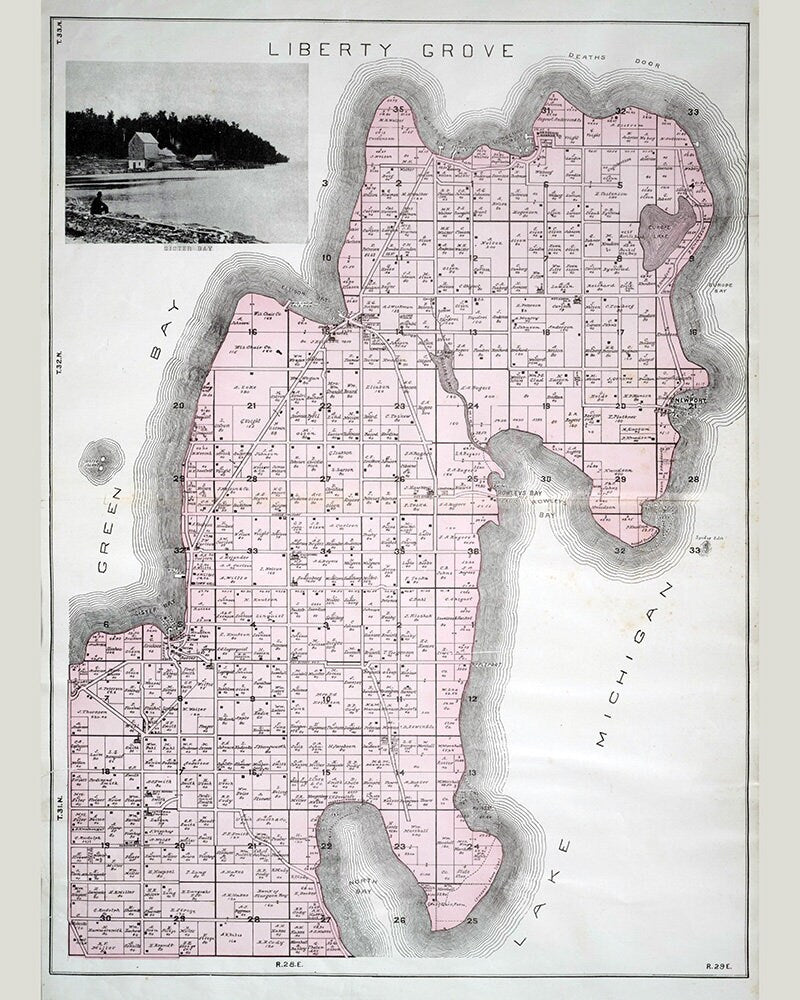 1899 Map of Liberty Grove Township Door County Wisconsin