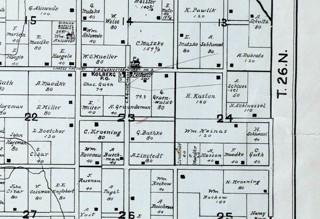 1899 Map of Brussels Township Door County Wisconsin