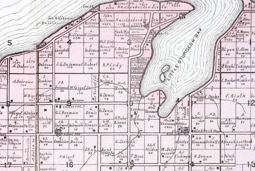 1899 Map of Gardner Township Door County Wisconsin