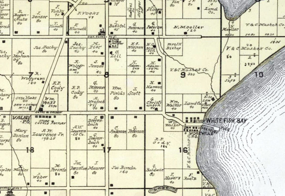 1899 Map of Sevastopol Township Door County Wisconsin