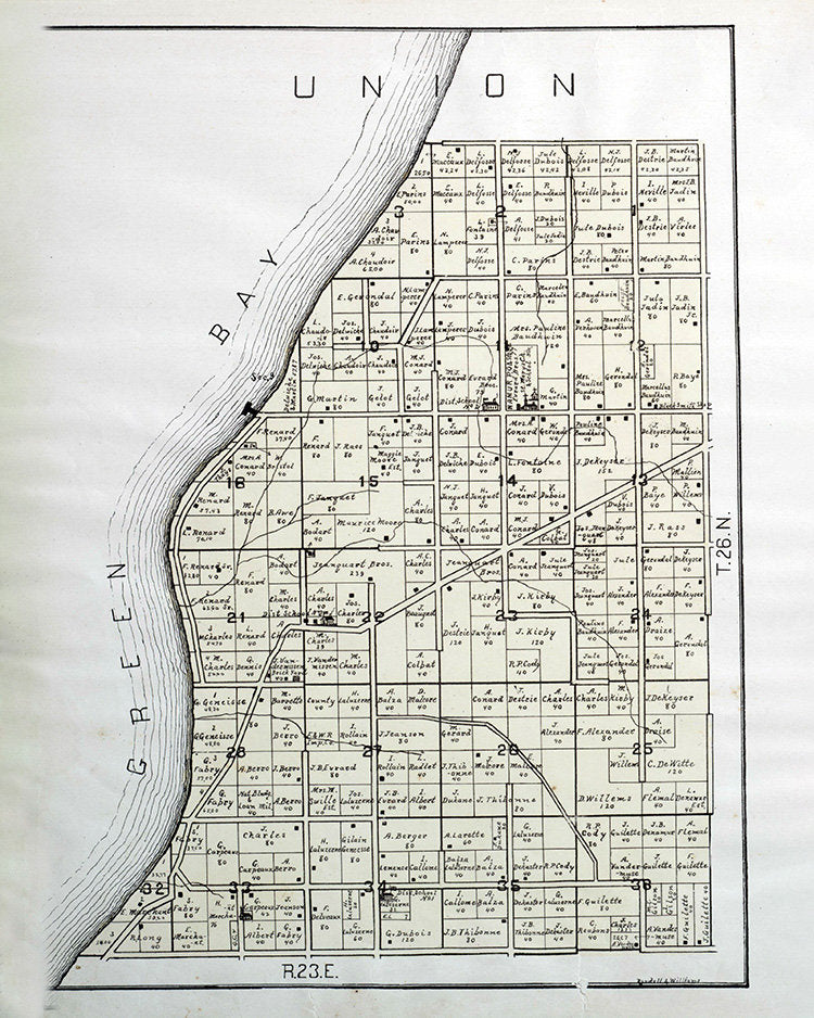 1899 Map of Union Township Door County Wisconsin
