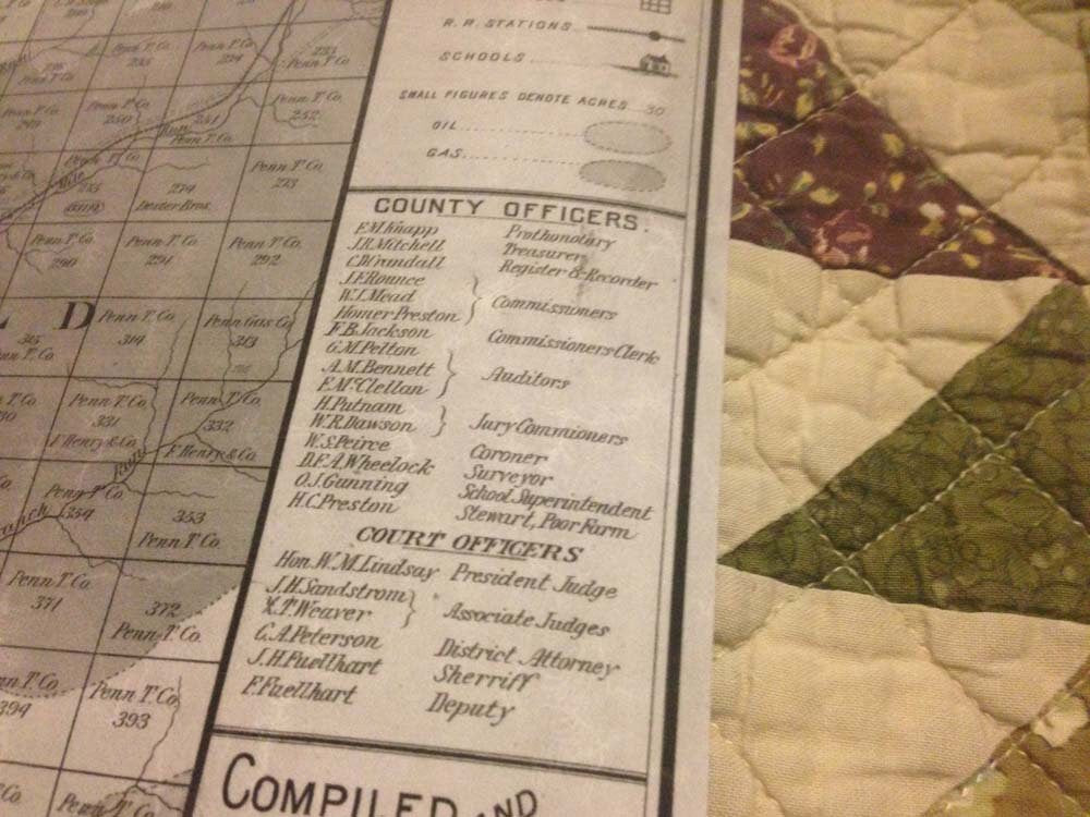 1900 Farm Line Map of Warren Co Pa Showing Oil & Gas Fields