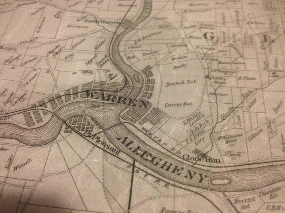 1900 Farm Line Map of Warren Co Pa Showing Oil & Gas Fields