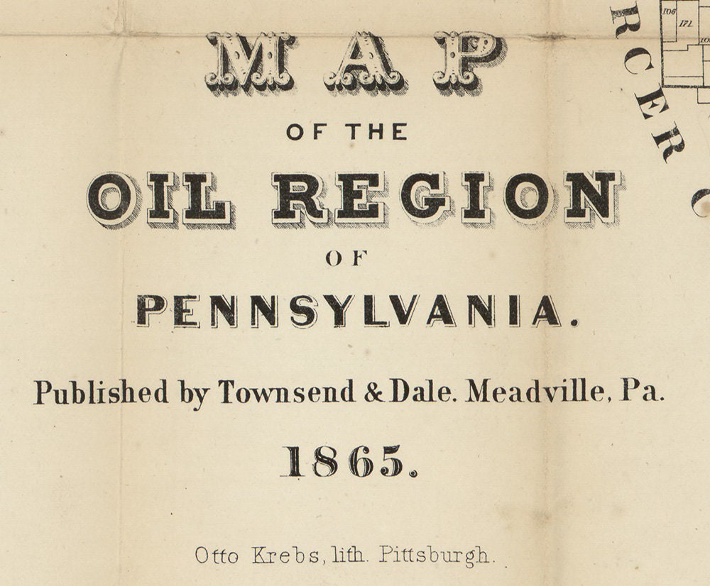 1865 Map of the Oil Region of Pennsylvania Venango Warren Crawford County