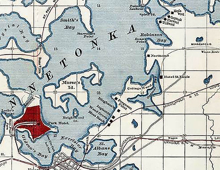1881 Map of Lake Minnetonka Minnesota