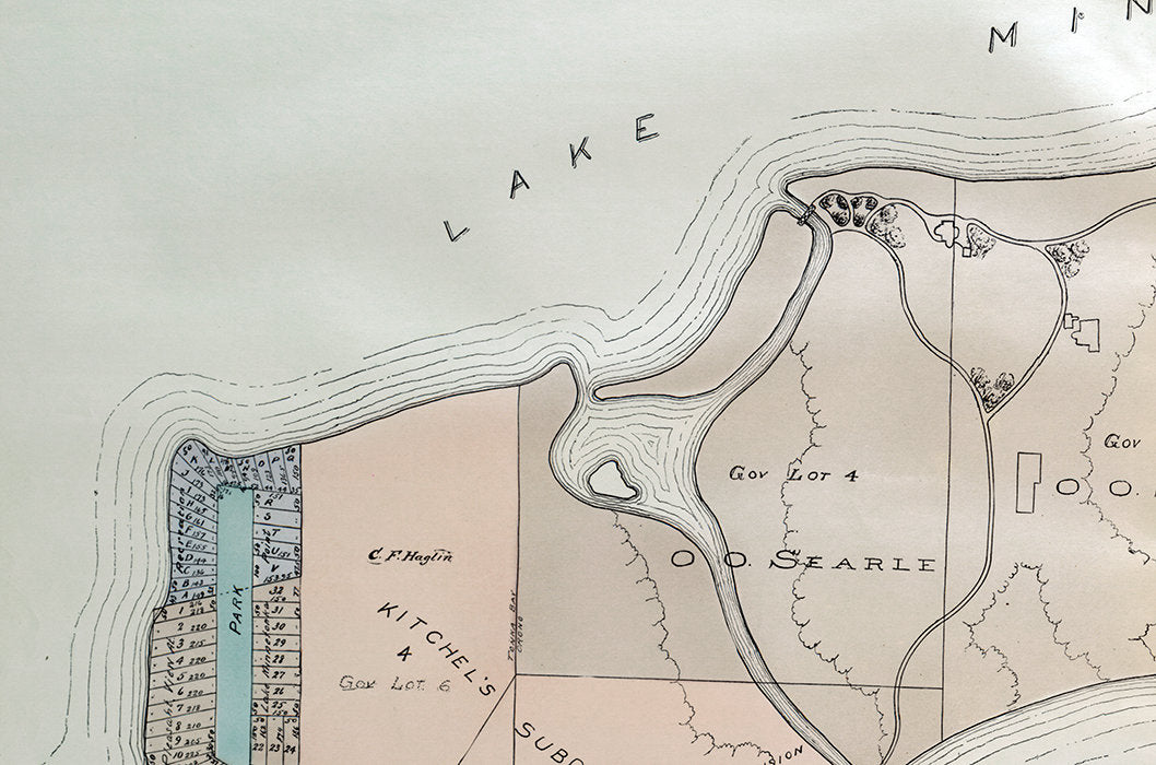 1913 Map of Big Island Lake Minnetonka Minnesota