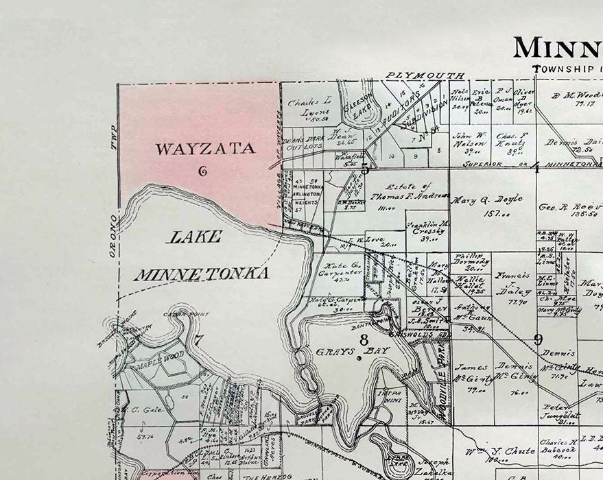 1913 Map of Minnetonka Township Hennepin County Minnesota