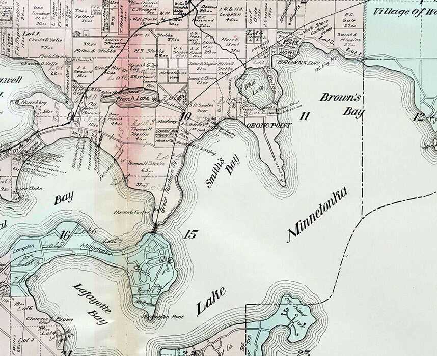 1913 Map of Orono Township Hennepin County Minnesota Lake Minnetona