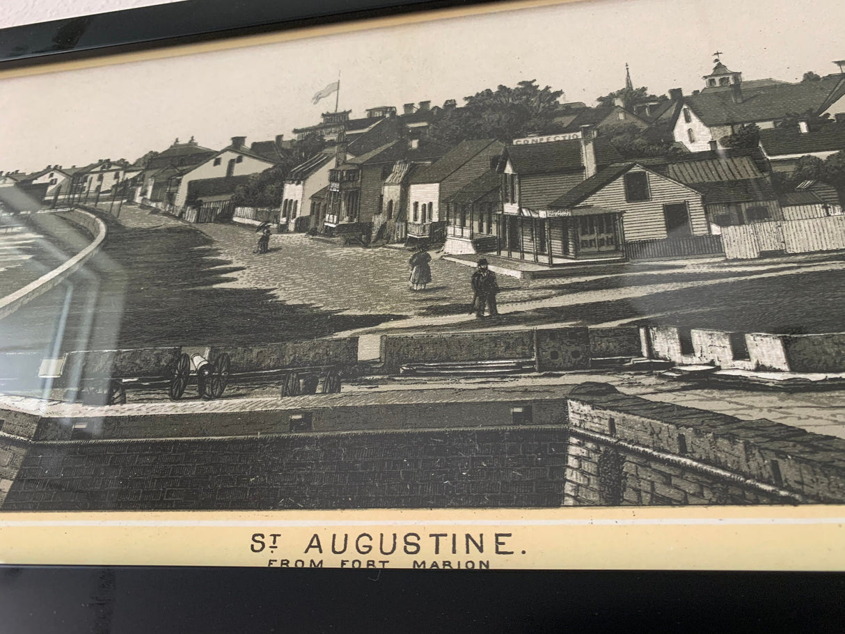1890s Panoramic Photo of Saint Augustine FL From Fort Marion Framed