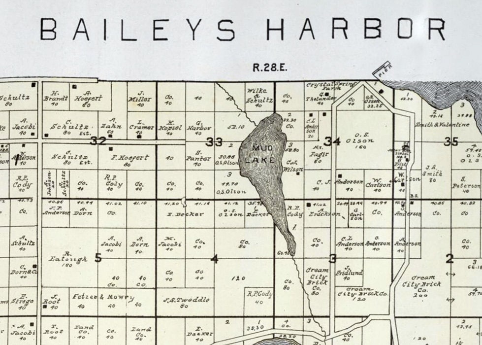 1899 Map of Baileys Harbor Township Door County Wisconsin