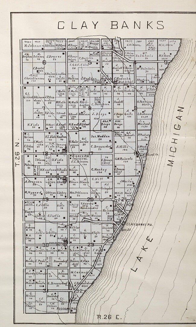1899 Map of Clay Banks Township Door County Wisconsin