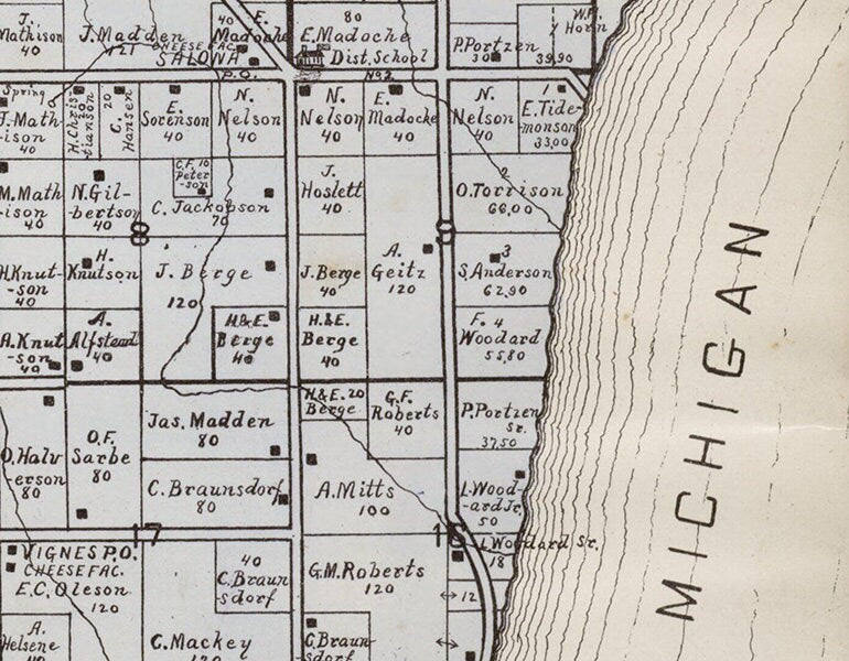 1899 Map of Clay Banks Township Door County Wisconsin