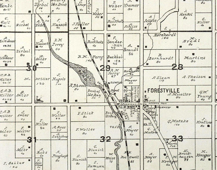 1899 Map of Forestville Township Door County Wisconsin