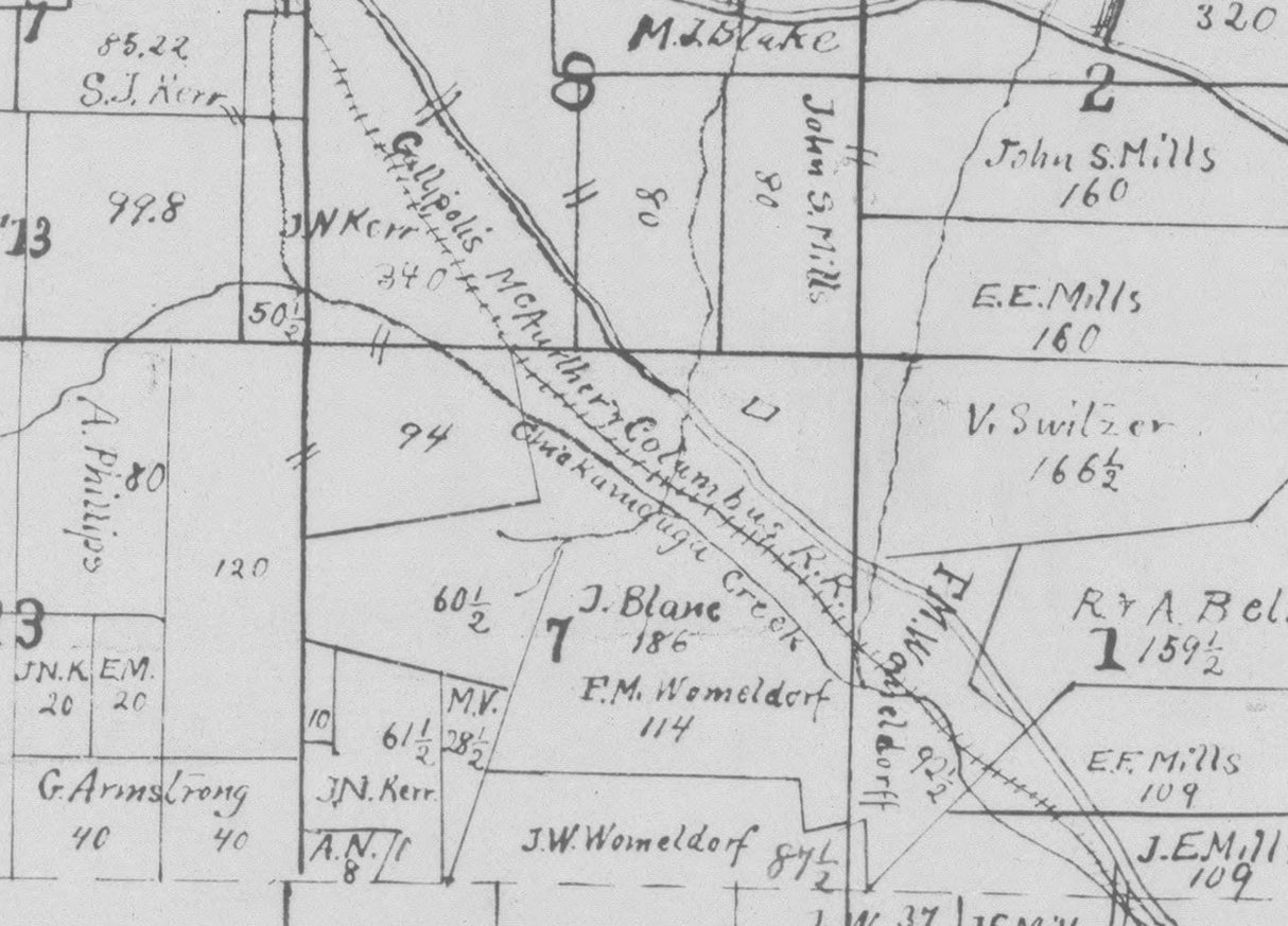 1885 Map of Gallia & Meigs County Ohio Oil Field