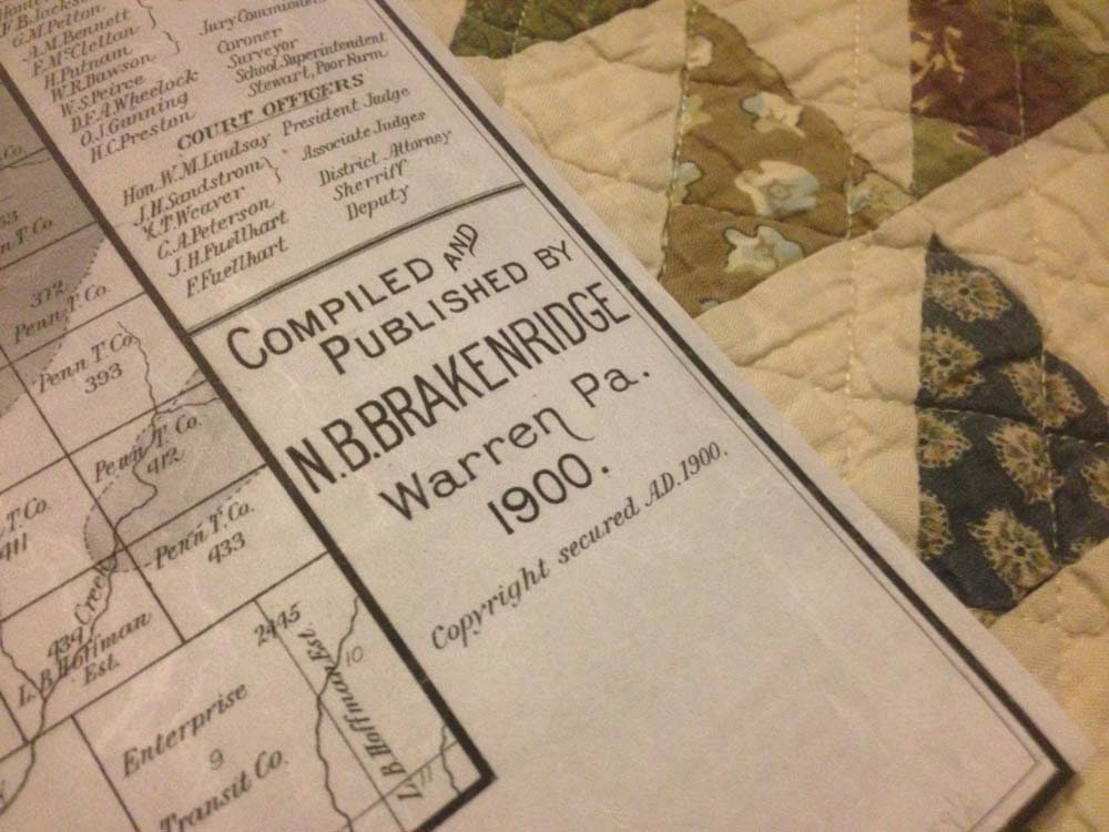 1900 Farm Line Map of Warren Co Pa Showing Oil & Gas Fields